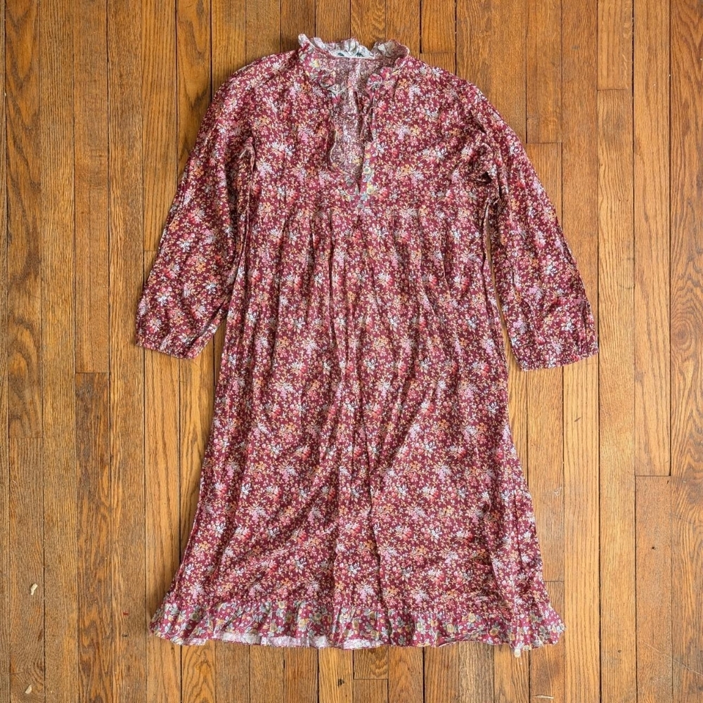 Vintage 70's Floral Prairie Midi Dress